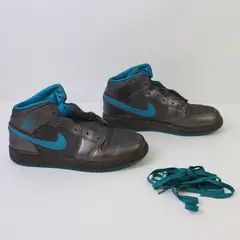 Nike Air Jordan 1 Mid Youth Size 6.5 - Dark Gray & Teal - 555112-027