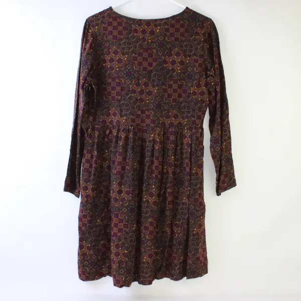 Putumayo Women's XS Geometric Multi-Color Rayon Knee-Length Long Sleeve Dress