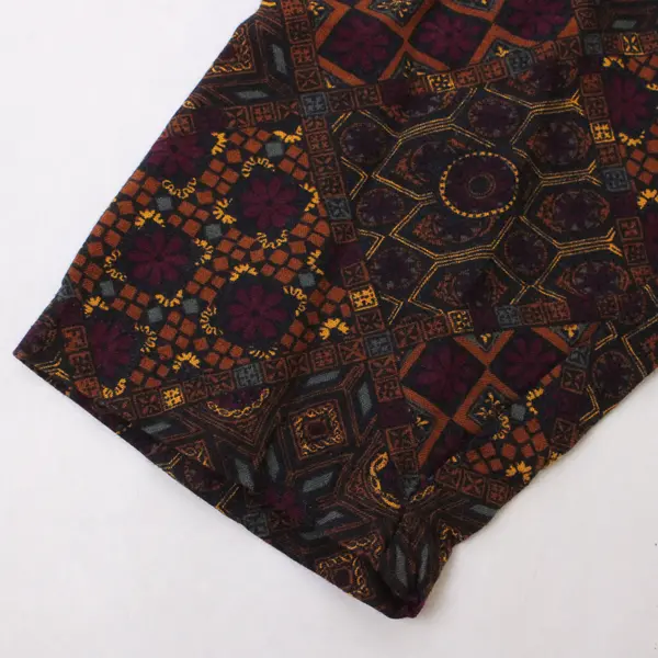 Putumayo Women's XS Geometric Multi-Color Rayon Knee-Length Long Sleeve Dress