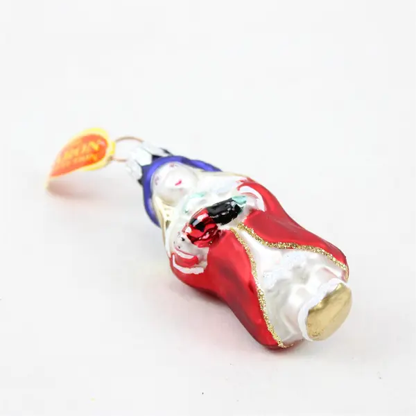 Lot of 2 VTG Gedania Glass Santa Claus Ornaments With Blue Hats 2.5" Taron Coll