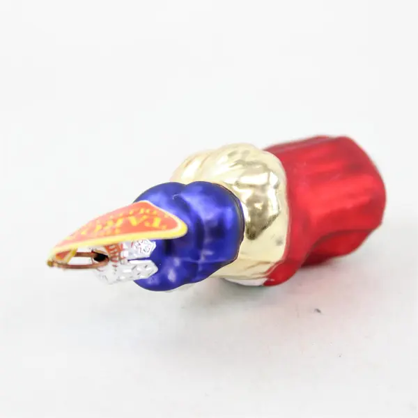 Lot of 2 VTG Gedania Glass Santa Claus Ornaments With Blue Hats 2.5" Taron Coll