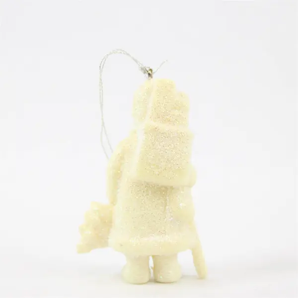 VTG Ceramic Old World Santa Cream Color Glitter Christmas Ornament 2.5" Tall VG