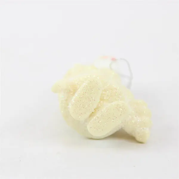 VTG Ceramic Old World Santa Cream Color Glitter Christmas Ornament 2.5" Tall VG