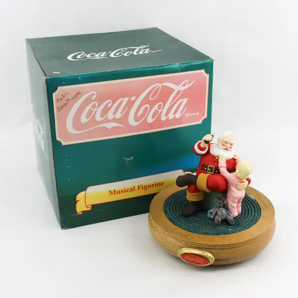 1999 Coca Cola Santa With Child Music Box 36007 Overwound For Parts or Repair