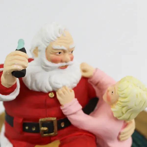1999 Coca Cola Santa With Child Music Box 36007 Overwound For Parts or Repair