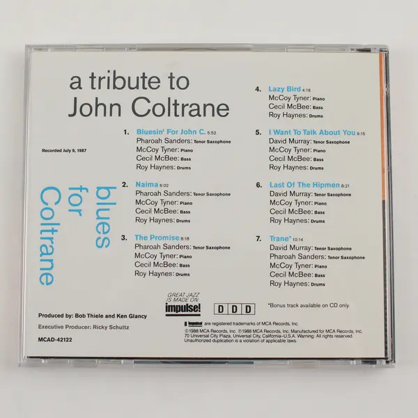 Blues For Coltrane - A Tribute CD 1988, #MCAD 42122 