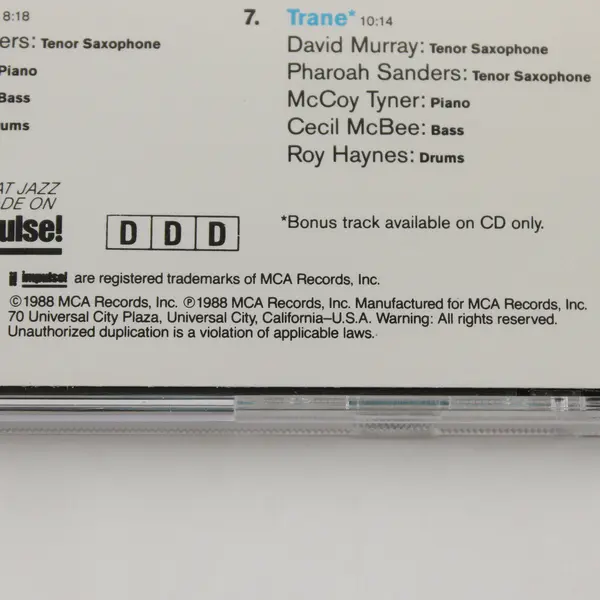 Blues For Coltrane - A Tribute CD 1988, #MCAD 42122 