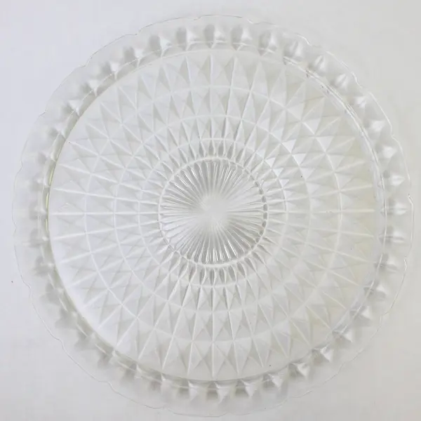 Vintage Clear Pressed Glass Round Cake Plate 13"