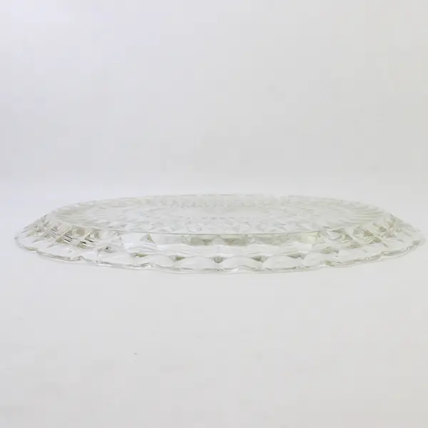Vintage Clear Pressed Glass Round Cake Plate 13"