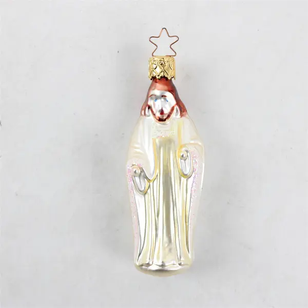 Vintage Inge Glas Tree Ornament 3.5" Hand Blown Glass Depicting Jesus Very Good