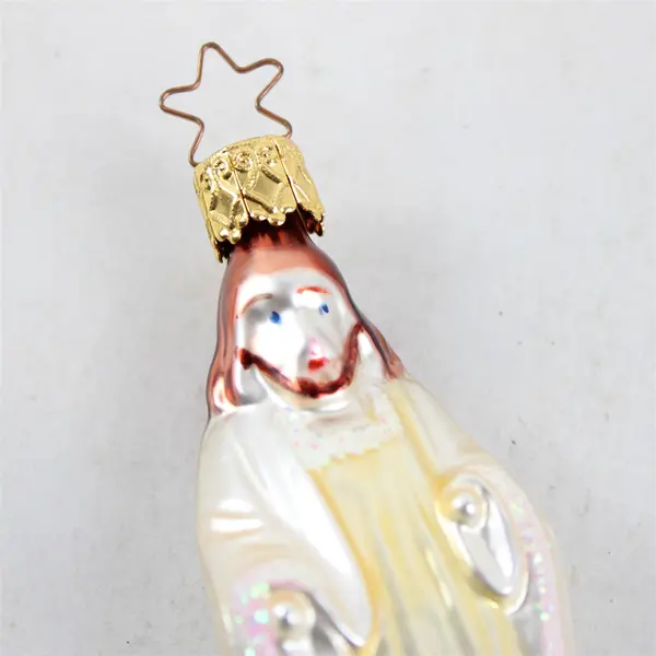 Vintage Inge Glas Tree Ornament 3.5" Hand Blown Glass Depicting Jesus Very Good