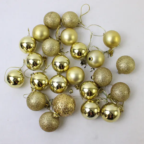 Lot of 24 Gold & Glitter Holiday Ornaments Christmas Tree