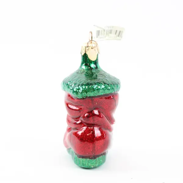 Dept 56 Blown Glass Red Green Santa Boot Ornament 3.5" Tall Very Good