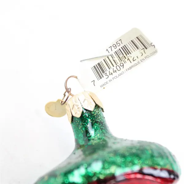 Dept 56 Blown Glass Red Green Santa Boot Ornament 3.5" Tall Very Good