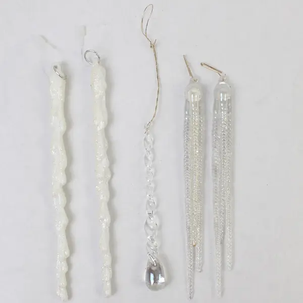 Lot of 5 Icicle Glitter Christmas Tree Ornaments Holiday Decor