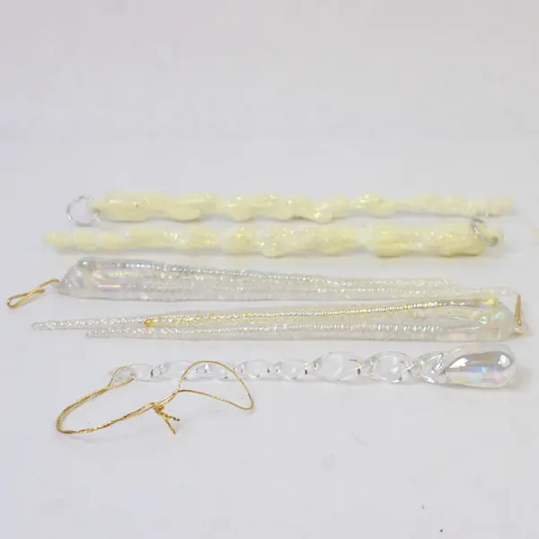 Lot of 5 Icicle Glitter Christmas Tree Ornaments Holiday Decor