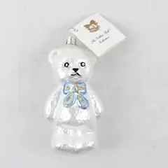 VTG The Golden Bell Collection Hand Blown Christmas Teddy Bear Ornament 4.5" VG