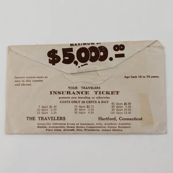 Vintage The Travelers Insurance Company Hartford Connecticut Envelope   