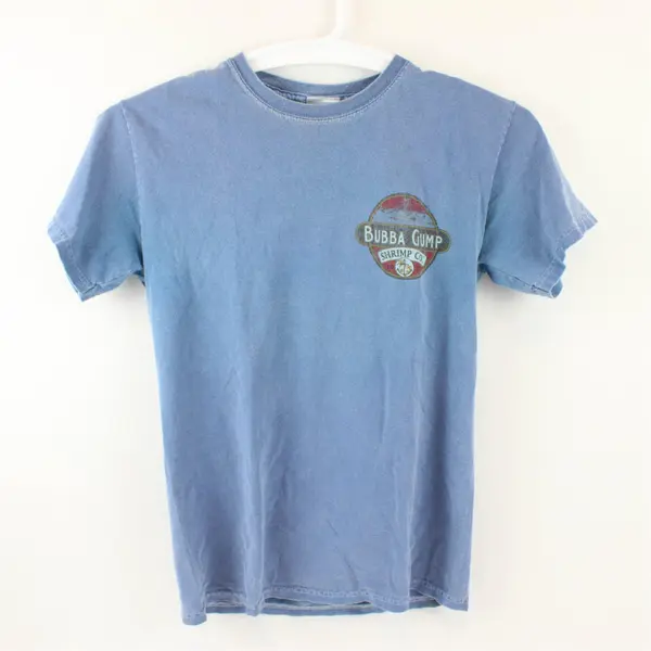 Bubba Gump Shrimp Co Adult Size S Blue 100% Cotton Short Sleeve  Graphic T-Shirt