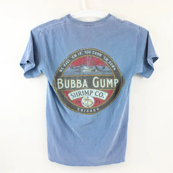 Bubba Gump Shrimp Co Adult Size S Blue 100% Cotton Short Sleeve  Graphic T-Shirt