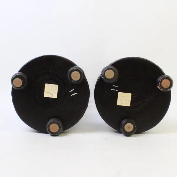 Set of 2 Vintage Dark Brown Wooden Candlestick Holders 12-1/4"