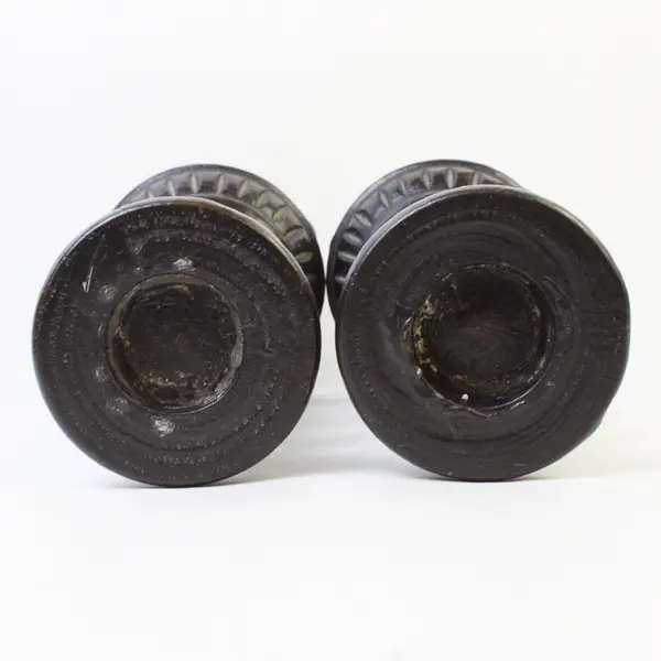 Set of 2 Vintage Dark Brown Wooden Candlestick Holders 12-1/4"