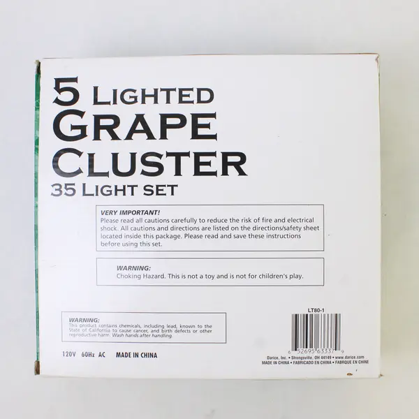 Darice 5 Lighted Red Grape Cluster Set Indoor Outdoor Lighting 6 Ft TESTED WORKS