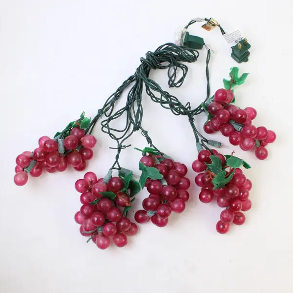 Darice 5 Lighted Red Grape Cluster Set Indoor Outdoor Lighting 6 Ft TESTED WORKS