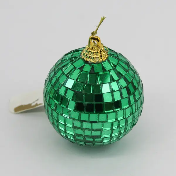 Set of 7 Roman Inc Green Mirror Disco Ball Christmas Ornaments 7in New