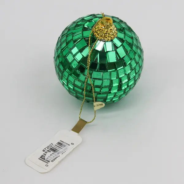 Set of 7 Roman Inc Green Mirror Disco Ball Christmas Ornaments 7in New