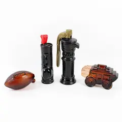 Lot Of 4 Avon Brown Empty Bottles (Stagecoach, Football, Golf Bag, Water Pump)