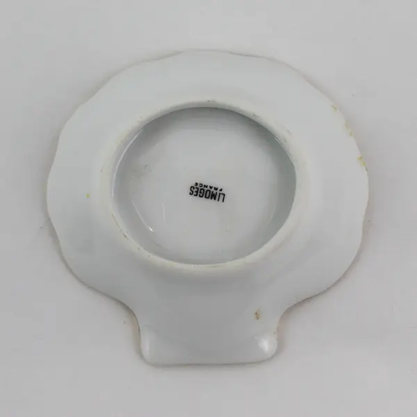 Limoges France Miniature Yellow Seashell Trinket Dish - Fragonard Couple