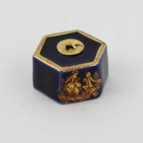 Lot of 3 Limoges France Pink & Blue Gold Dollhouse Porcelain Accessories