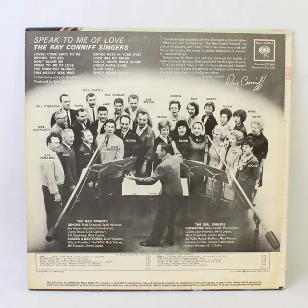 The Ray Conniff Singers Speak To Me Of Love 12" Vinyl Record