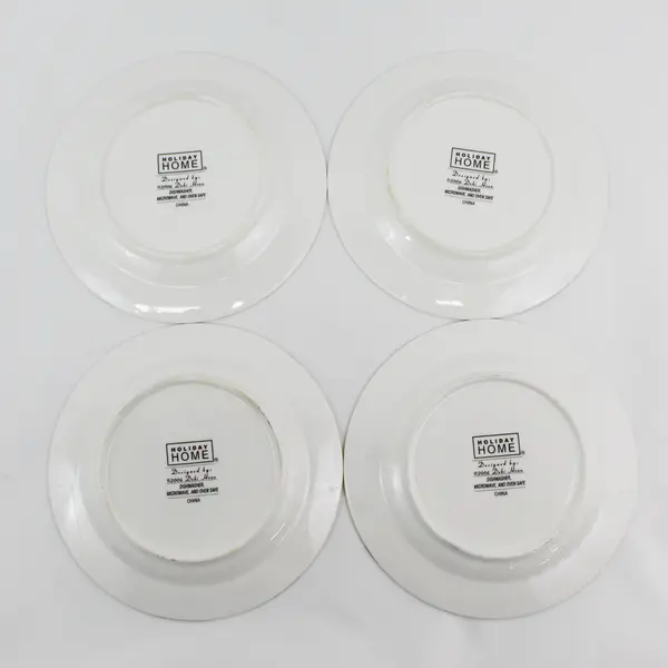 Set of 4 Debi Hron 2006 Holiday Home Christmas Tree Snack Plates 8.5"