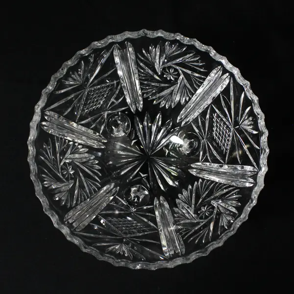 Vintage Footed Crystal Candy Dish Pinwheel Star Pattern 6"