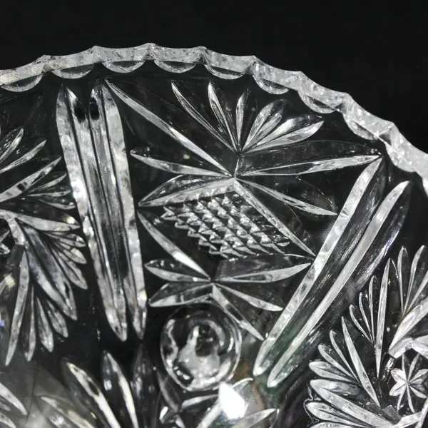Vintage Footed Crystal Candy Dish Pinwheel Star Pattern 6"