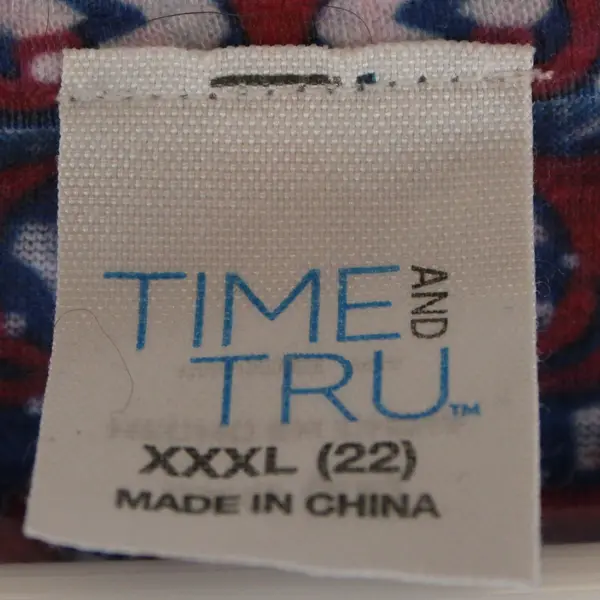 Time And Tru Blue & Pink Paisley Bedazzled Ruffle Sleeve Shirt Women's XXXL 22