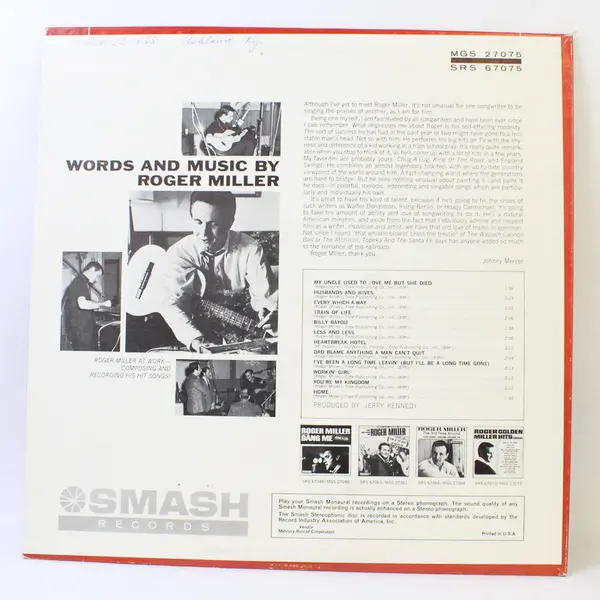 Words And Music By Roger Miller  12" Vinyl Records