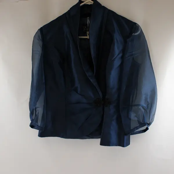 Vintage Alex Evenings Blue Sheer Sleeve Blazer Women's Small