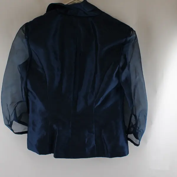 Vintage Alex Evenings Blue Sheer Sleeve Blazer Women's Small