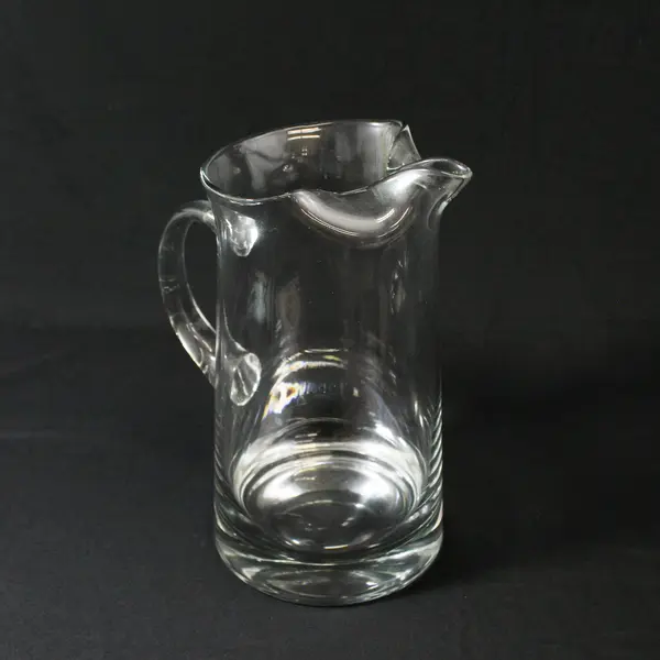 Heavy Clear Glass Pitcher With Pinched Spout  10.5" Tall 6" Wide