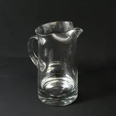 Heavy Clear Glass Pitcher With Pinched Spout  10.5" Tall 6" Wide