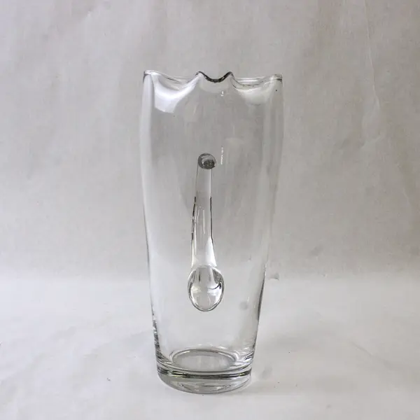 Vtg Clear Pinched Lip  Glass Pitcher 8.75"