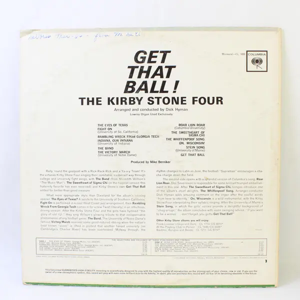The Kirby Stone Four - Get That Ball  12"Vinyl Record