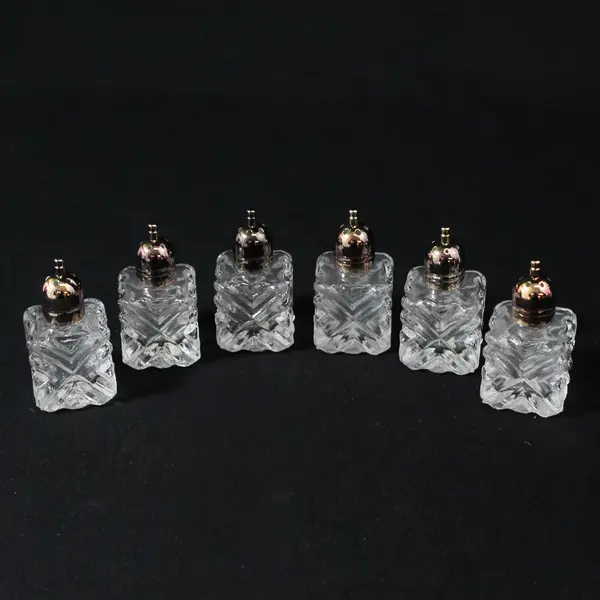 Set of 6 Vintage Crystal Silver Plated Salt & Pepper Shakers Japan