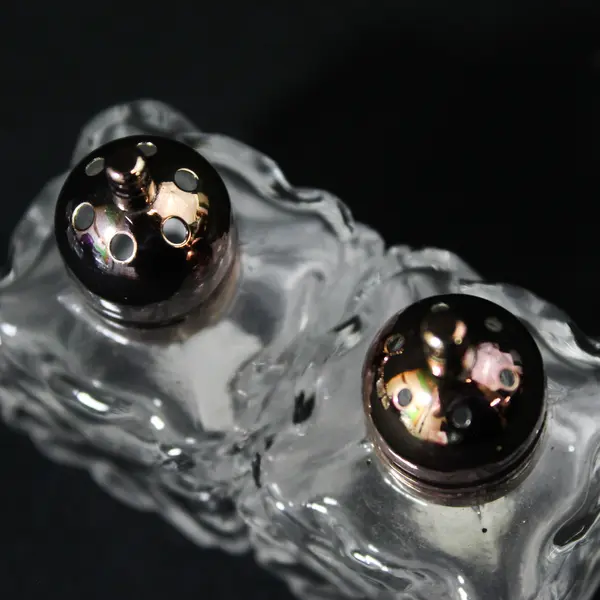 Set of 6 Vintage Crystal Silver Plated Salt & Pepper Shakers Japan