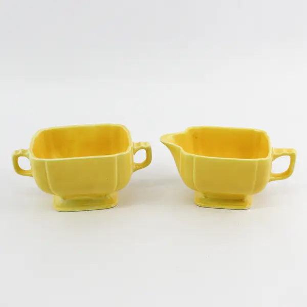 Homer Laughlin RIVIERA Creamer And Sugar Bowl Yellow MCM