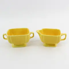 Homer Laughlin RIVIERA Creamer And Sugar Bowl Yellow MCM