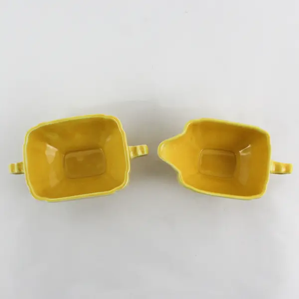 Homer Laughlin RIVIERA Creamer And Sugar Bowl Yellow MCM